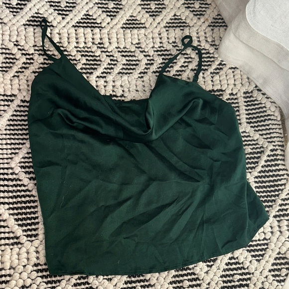 Tops - Elegant Cowl Neck Green Women's Tank Top